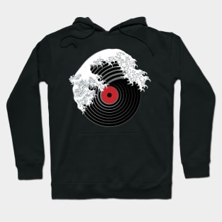 Dramabite The Great Wave of Music DJ Vinyl Record Turntable Hoodie